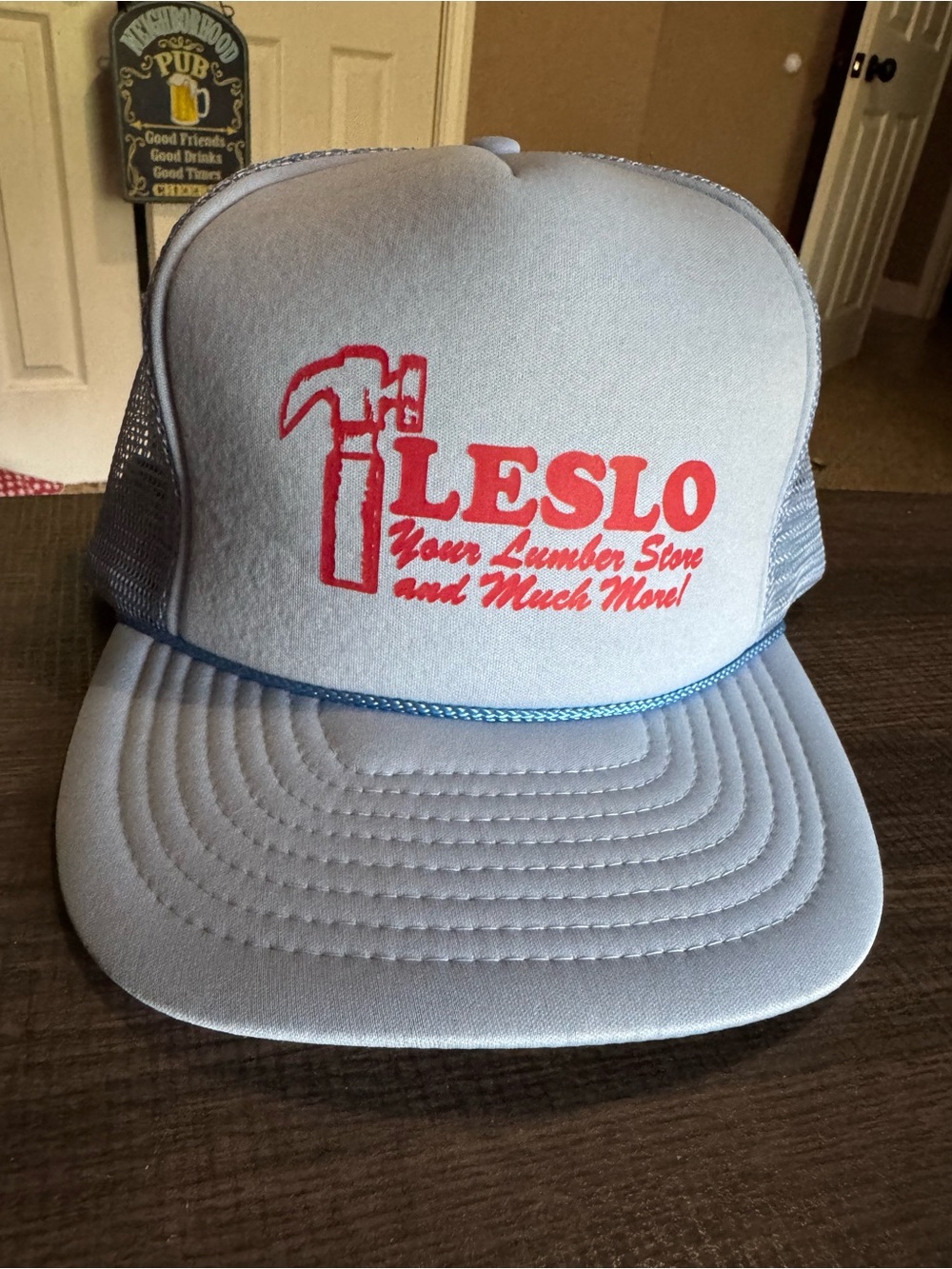 Leslo Light Gray Trucker Hat with Red Logo